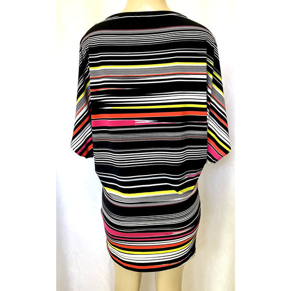 Trina Turk Patterson Striped Dress Multi Color Flutter Sleeve V Neck Min… - Picture 3 of 5